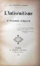 L'Antisémitisme de Saint-Thomas d'Aquin. 